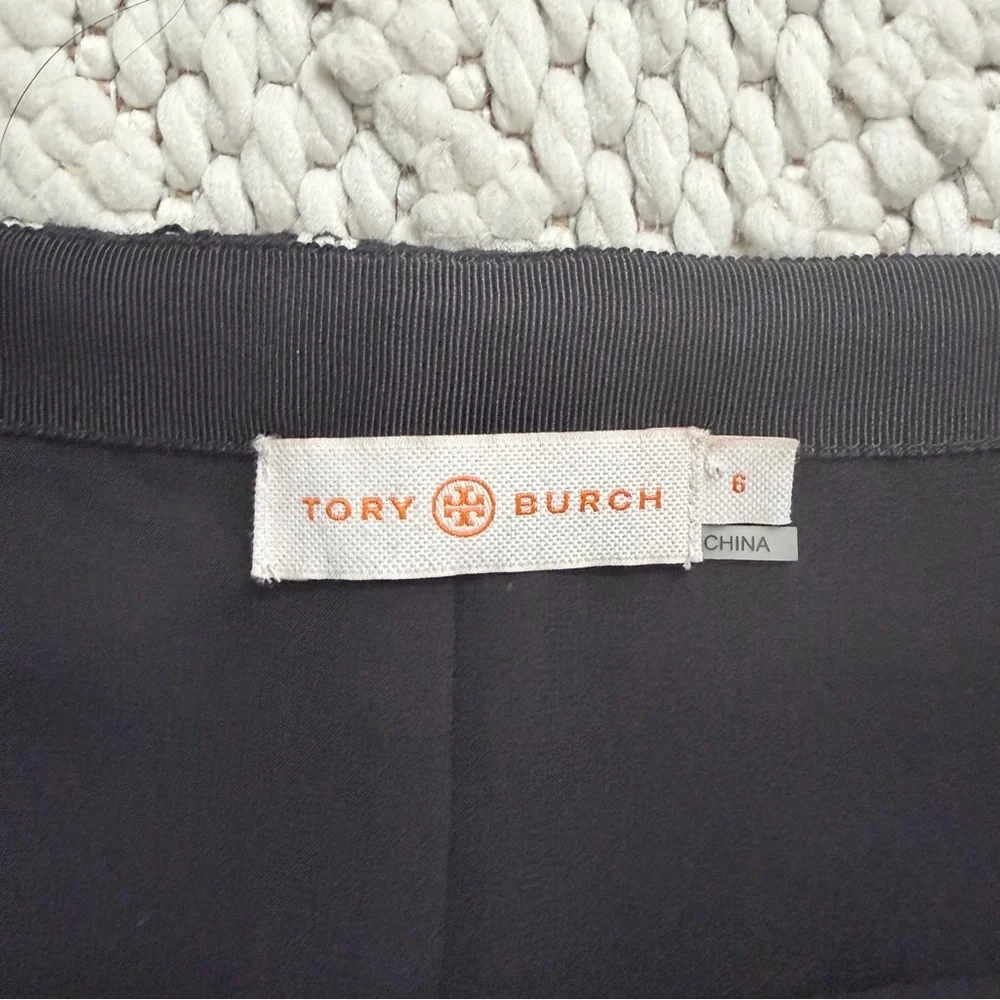 TORY BURCH Marisol Tweed Black & White Mini Skirt w/ Fringe Womens Size 6 EUC